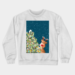 Cute reindeer illustration, winter animal art Crewneck Sweatshirt